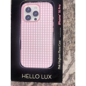 HELLO LUX IPHONE 16 Pro CASE - Pink White Gingham